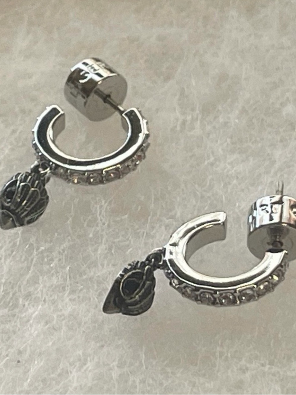 Kurt Geiger Silver-Tone Hoop Earrings with Crystal Drops